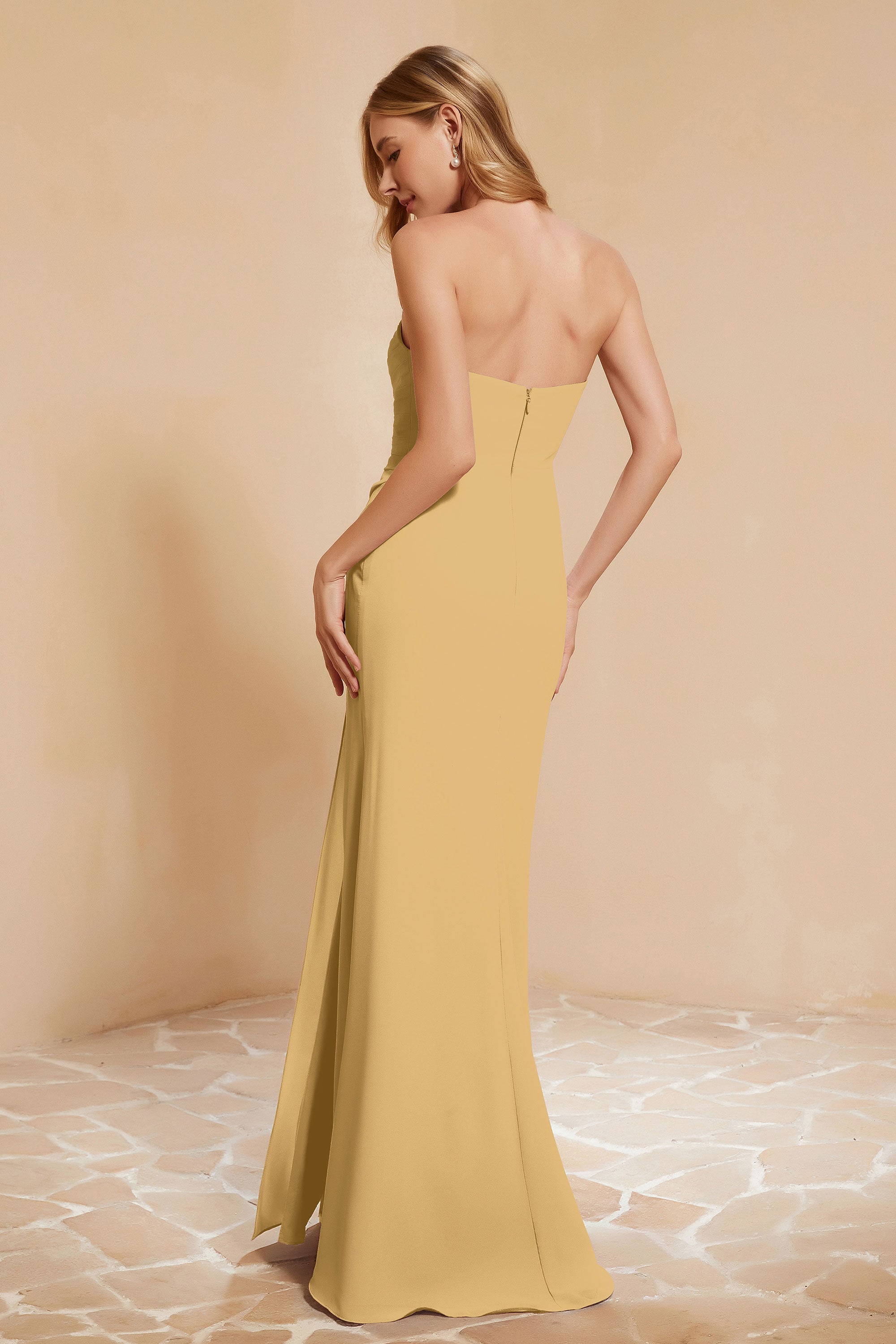 Chiffon Bridesmaid Dress Floor Length Sweetheart Formal Evening Dresses Gowns with Slit