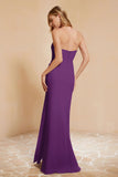 Chiffon Bridesmaid Dress Floor Length Sweetheart Formal Evening Dresses Gowns with Slit