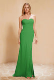 Chiffon Bridesmaid Dress Floor Length Sweetheart Formal Evening Dresses Gowns with Slit