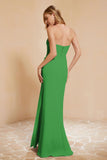 Chiffon Bridesmaid Dress Floor Length Sweetheart Formal Evening Dresses Gowns with Slit