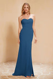 Chiffon Bridesmaid Dress Floor Length Sweetheart Formal Evening Dresses Gowns with Slit