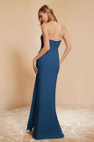 Chiffon Bridesmaid Dress Floor Length Sweetheart Formal Evening Dresses Gowns with Slit