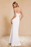 Chiffon Bridesmaid Dress Floor Length Sweetheart Formal Evening Dresses Gowns with Slit