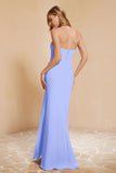 Chiffon Bridesmaid Dress Floor Length Sweetheart Formal Evening Dresses Gowns with Slit