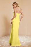 Chiffon Bridesmaid Dress Floor Length Sweetheart Formal Evening Dresses Gowns with Slit