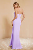 Chiffon Bridesmaid Dress Floor Length Sweetheart Formal Evening Dresses Gowns with Slit