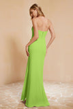 Chiffon Bridesmaid Dress Floor Length Sweetheart Formal Evening Dresses Gowns with Slit