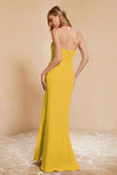 Chiffon Bridesmaid Dress Floor Length Sweetheart Formal Evening Dresses Gowns with Slit