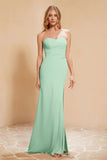 Chiffon Bridesmaid Dress Floor Length Sweetheart Formal Evening Dresses Gowns with Slit