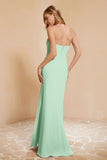 Chiffon Bridesmaid Dress Floor Length Sweetheart Formal Evening Dresses Gowns with Slit