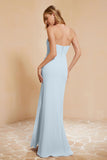 Chiffon Bridesmaid Dress Floor Length Sweetheart Formal Evening Dresses Gowns with Slit