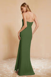 Chiffon Bridesmaid Dress Floor Length Sweetheart Formal Evening Dresses Gowns with Slit