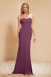 Chiffon Bridesmaid Dress Floor Length Sweetheart Formal Evening Dresses Gowns with Slit