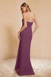 Chiffon Bridesmaid Dress Floor Length Sweetheart Formal Evening Dresses Gowns with Slit