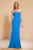 Chiffon Bridesmaid Dress Floor Length Sweetheart Formal Evening Dresses Gowns with Slit