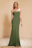 Chiffon Bridesmaid Dress Floor Length Sweetheart Formal Evening Dresses Gowns with Slit