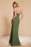 Chiffon Bridesmaid Dress Floor Length Sweetheart Formal Evening Dresses Gowns with Slit
