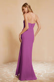 Chiffon Bridesmaid Dress Floor Length Sweetheart Formal Evening Dresses Gowns with Slit