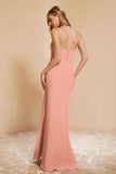 Chiffon Bridesmaid Dress Floor Length Sweetheart Formal Evening Dresses Gowns with Slit