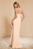 Chiffon Bridesmaid Dress Floor Length Sweetheart Formal Evening Dresses Gowns with Slit