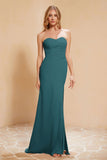 Chiffon Bridesmaid Dress Floor Length Sweetheart Formal Evening Dresses Gowns with Slit