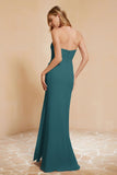 Chiffon Bridesmaid Dress Floor Length Sweetheart Formal Evening Dresses Gowns with Slit