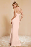 Chiffon Bridesmaid Dress Floor Length Sweetheart Formal Evening Dresses Gowns with Slit