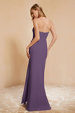 Chiffon Bridesmaid Dress Floor Length Sweetheart Formal Evening Dresses Gowns with Slit