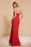 Chiffon Bridesmaid Dress Floor Length Sweetheart Formal Evening Dresses Gowns with Slit