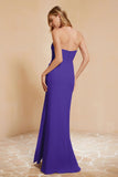 Chiffon Bridesmaid Dress Floor Length Sweetheart Formal Evening Dresses Gowns with Slit