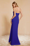 Chiffon Bridesmaid Dress Floor Length Sweetheart Formal Evening Dresses Gowns with Slit