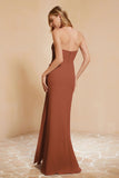 Chiffon Bridesmaid Dress Floor Length Sweetheart Formal Evening Dresses Gowns with Slit
