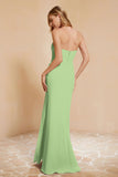 Chiffon Bridesmaid Dress Floor Length Sweetheart Formal Evening Dresses Gowns with Slit