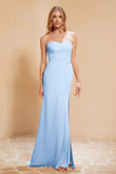 Chiffon Bridesmaid Dress Floor Length Sweetheart Formal Evening Dresses Gowns with Slit