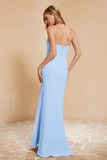 Chiffon Bridesmaid Dress Floor Length Sweetheart Formal Evening Dresses Gowns with Slit