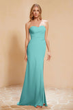 Chiffon Bridesmaid Dress Floor Length Sweetheart Formal Evening Dresses Gowns with Slit