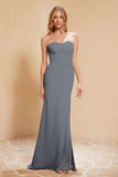 Chiffon Bridesmaid Dress Floor Length Sweetheart Formal Evening Dresses Gowns with Slit
