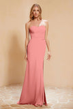 Chiffon Bridesmaid Dress Floor Length Sweetheart Formal Evening Dresses Gowns with Slit
