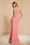Chiffon Bridesmaid Dress Floor Length Sweetheart Formal Evening Dresses Gowns with Slit