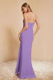 Chiffon Bridesmaid Dress Floor Length Sweetheart Formal Evening Dresses Gowns with Slit