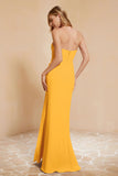 Chiffon Bridesmaid Dress Floor Length Sweetheart Formal Evening Dresses Gowns with Slit