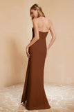 Chiffon Bridesmaid Dress Floor Length Sweetheart Formal Evening Dresses Gowns with Slit
