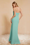 Chiffon Bridesmaid Dress Floor Length Sweetheart Formal Evening Dresses Gowns with Slit