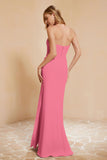 Chiffon Bridesmaid Dress Floor Length Sweetheart Formal Evening Dresses Gowns with Slit