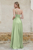 One Shoulder Satin Bridesmaid Dress with Pockets Formal Evening Prom Dresses Gowns