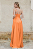 One Shoulder Satin Bridesmaid Dress with Pockets Formal Evening Prom Dresses Gowns