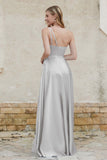 One Shoulder Satin Bridesmaid Dress with Pockets Formal Evening Prom Dresses Gowns
