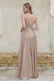 One Shoulder Satin Bridesmaid Dress with Pockets Formal Evening Prom Dresses Gowns