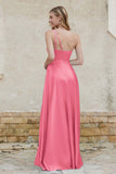 One Shoulder Satin Bridesmaid Dress with Pockets Formal Evening Prom Dresses Gowns