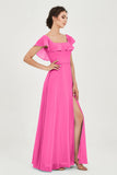 Classic Chiffon A Line Bridesmaid Dress Flutter Sleeves Formal Evening Prom Dresses Gowns